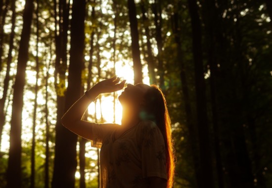 森林浴をする人